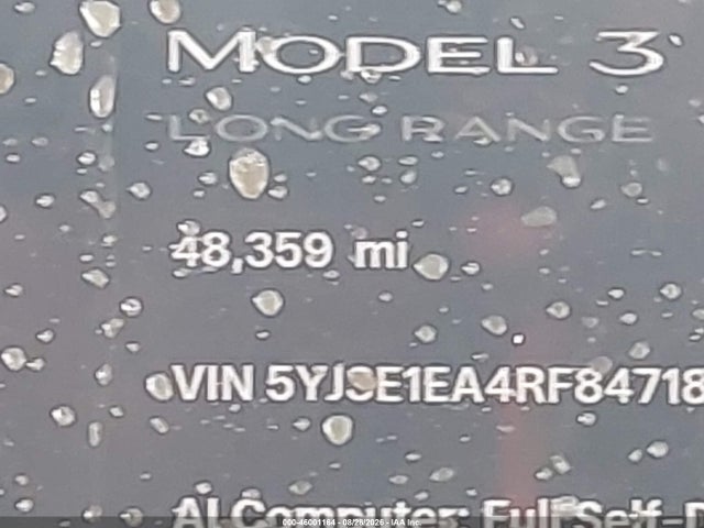 Aukcja sprzedaży 2024 Tesla Model 3 Long Range Dual Motor All-wheel Drive/rear-wheel Drive, vin: 5YJ3E1EA4RF847186, numer aukcji: 46001164