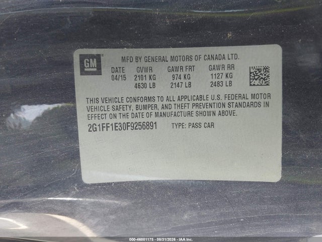 Продажа на аукционе авто 2015 Chevrolet Camaro 2lt, vin: 2G1FF1E30F9256891, номер лота: 46001175