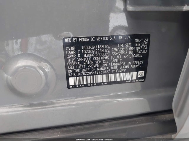 Продаж на аукціоні авто 2025 Honda Hr-v Awd Sport, vin: 3CZRZ2H54SM739827, номер лоту: 46001204