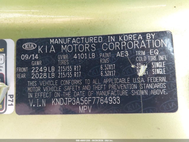 Aukcja sprzedaży 2015 Kia Soul +, vin: KNDJP3A56F7764933, numer aukcji: 46001208