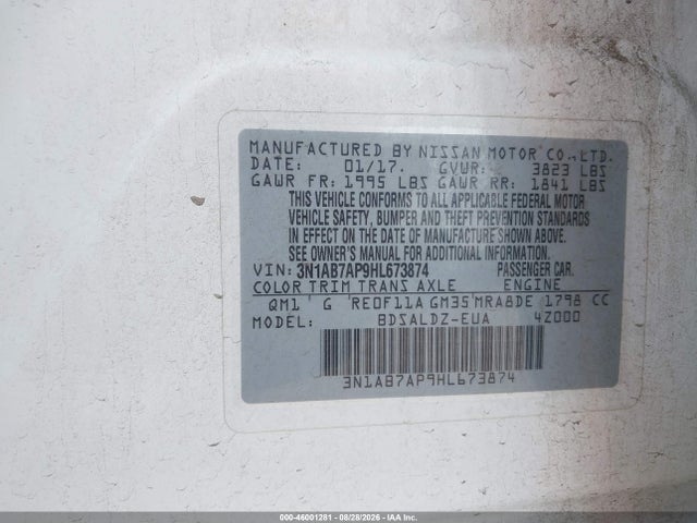 Nissan SENTRA SV 2017 3N1AB7AP9HL673874 Image 9