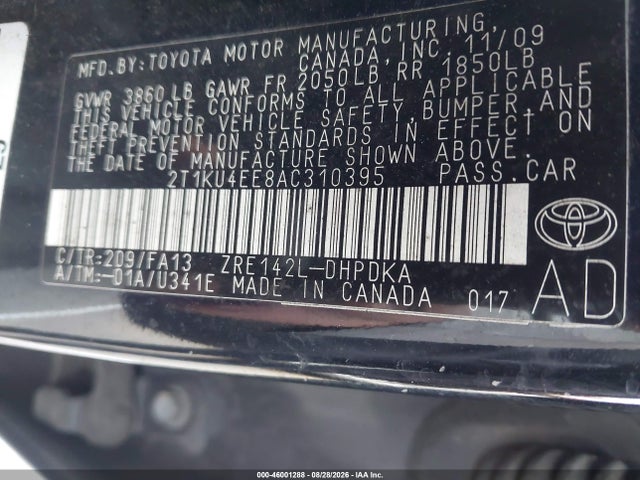 Продажа на аукционе авто 2010 Toyota Matrix, vin: 2T1KU4EE8AC310395, номер лота: 46001288