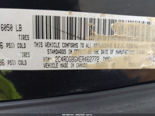 46001321 :رقم المزاد ، 2C4RDGBGXER462772 vin ، 2014 Dodge Grand Caravan American Value Pkg مزاد بيع