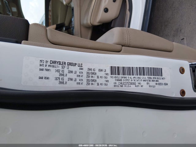 Продажа на аукционе авто 2013 Jeep Grand Cherokee Overland, vin: 1C4RJECG7DC582662, номер лота: 46001365