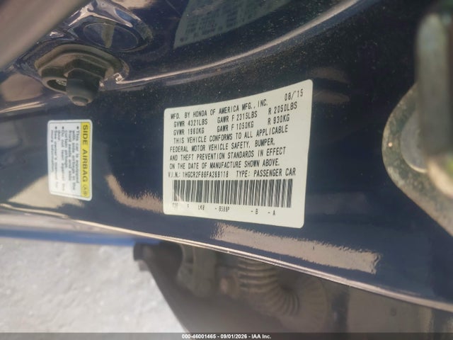Продаж на аукціоні авто 2015 Honda Accord Ex-l, vin: 1HGCR2F86FA269118, номер лоту: 46001465