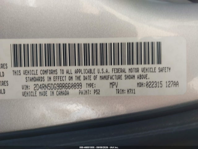 Продажа на аукционе авто 2011 Dodge Grand Caravan Crew, vin: 2D4RN5DG9BR660899, номер лота: 46001505