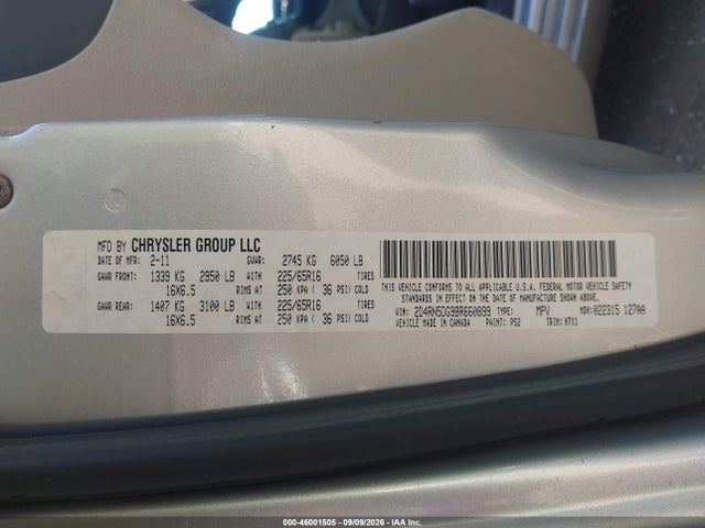 Продажа на аукционе авто 2011 Dodge Grand Caravan Crew, vin: 2D4RN5DG9BR660899, номер лота: 46001505