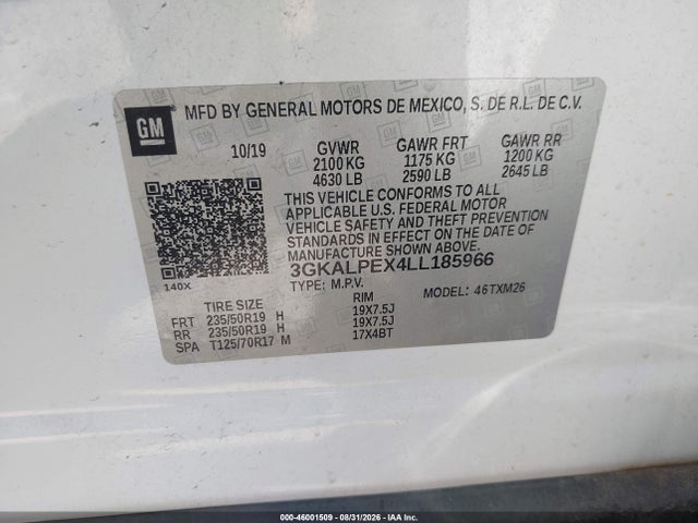 Продажа на аукционе авто 2020 Gmc Terrain Fwd Slt, vin: 3GKALPEX4LL185966, номер лота: 46001509