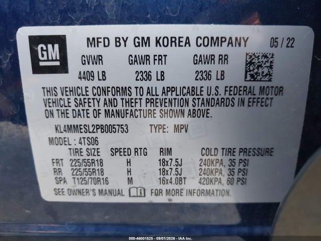 2023 Buick Encore Gx Select Awd მანქანა იყიდება აუქციონზე, vin: KL4MMESL2PB005753, აუქციონის ნომერი: 46001525