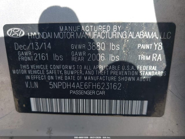 Hyundai ELANTRA SE 2015 5NPDH4AE6FH623162 Image 9