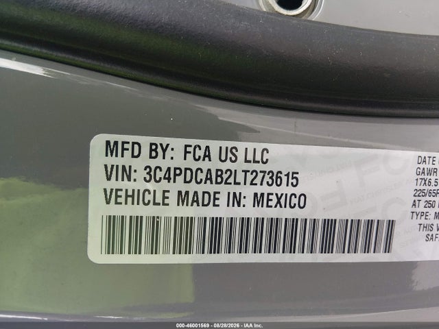 Продаж на аукціоні авто 2020 Dodge Journey Se Value, vin: 3C4PDCAB2LT273615, номер лоту: 46001569