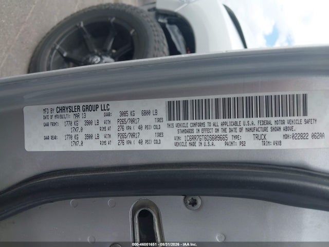 Продаж на аукціоні авто 2013 Ram 1500 Slt, vin: 1C6RR7GT6DS609665, номер лоту: 46001651