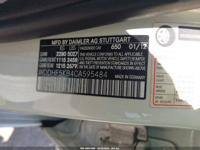 Продаж на аукціоні авто 2012 Mercedes-benz E 350, vin: WDDHF5KB4CA595484, номер лоту: 46001660
