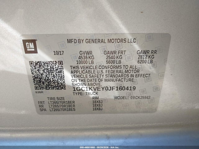 Chevrolet Silverado 2500hd Lt 2018 1GC1KVEY0JF160419 Image 9