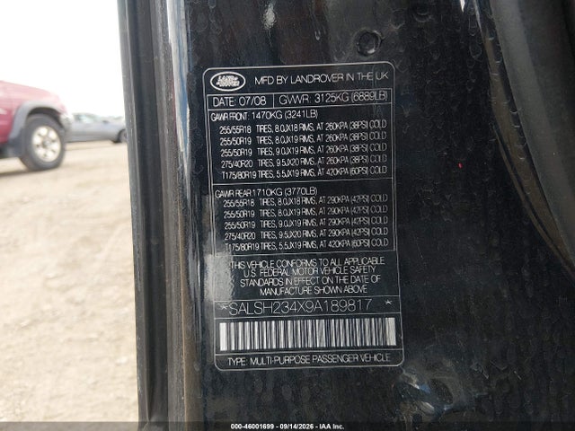 Aukcja sprzedaży 2009 Land Rover Range Rover Sport Supercharged, vin: SALSH234X9A189817, numer aukcji: 46001699