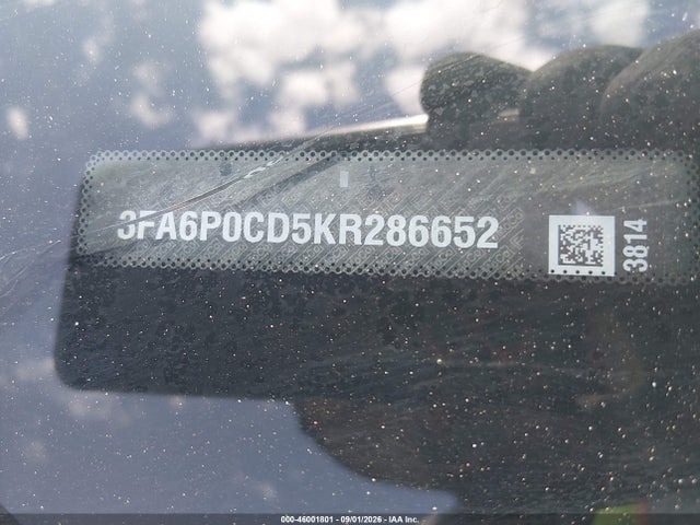 2019 Ford Fusion Sel მანქანა იყიდება აუქციონზე, vin: 3FA6P0CD5KR286652, აუქციონის ნომერი: 46001801
