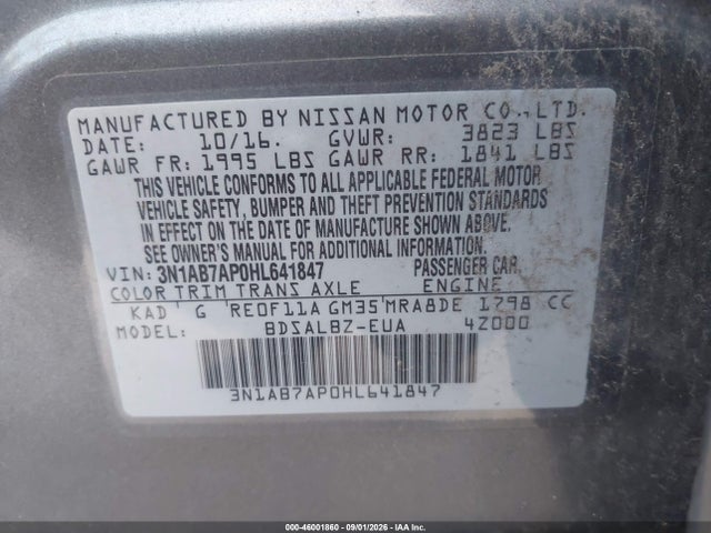 Продаж на аукціоні авто 2017 Nissan Sentra S, vin: 3N1AB7AP0HL641847, номер лоту: 46001860