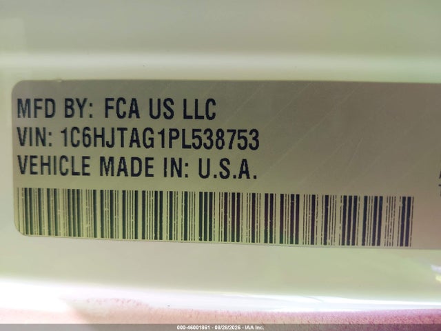 46001861 :رقم المزاد ، 1C6HJTAG1PL538753 vin ، 2023 Jeep Gladiator Texas Trail 4x4 مزاد بيع