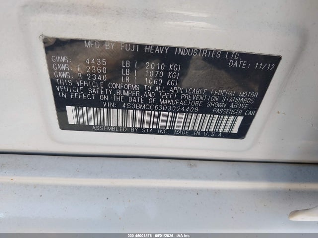 Продаж на аукціоні авто 2013 Subaru Legacy 2.5i Premium, vin: 4S3BMCC63D3024408, номер лоту: 46001876