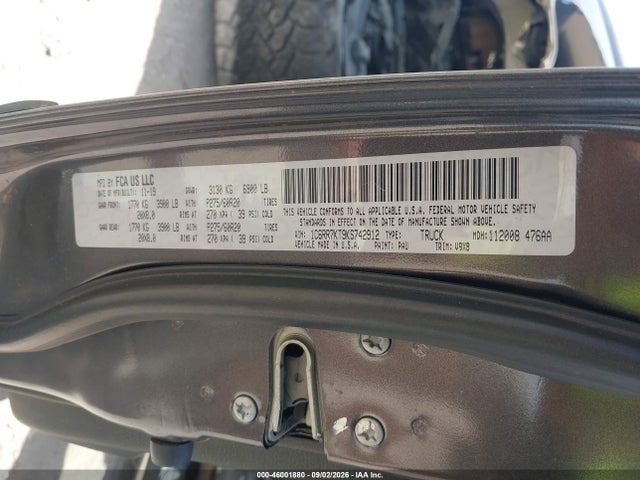 Продаж на аукціоні авто 2019 Ram 1500 Classic Tradesman  4x4 5'7 Box, vin: 1C6RR7KT9KS742912, номер лоту: 46001880