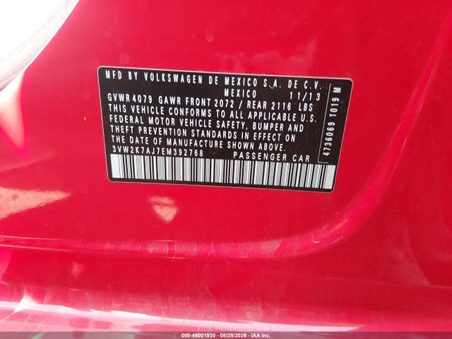 Volkswagen Jetta 2.0l S 2014 3VW2K7AJ7EM392768 Image 9