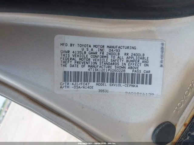 Aukcja sprzedaży 1993 Toyota Camry Le, vin: 4T1SK12E1PU260228, numer aukcji: 46001931