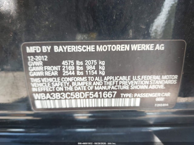 Aukcja sprzedaży 2013 Bmw 328i Xdrive, vin: WBA3B3C58DF541667, numer aukcji: 46001932