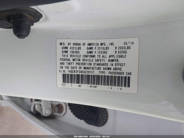 46001959 :رقم المزاد ، 1HGCR2F58EA229157 vin ، 2014 Honda Accord Sport مزاد بيع