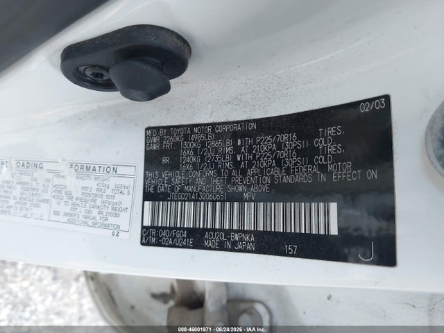 Aukcja sprzedaży 2003 Toyota Highlander, vin: JTEGD21A130060651, numer aukcji: 46001971