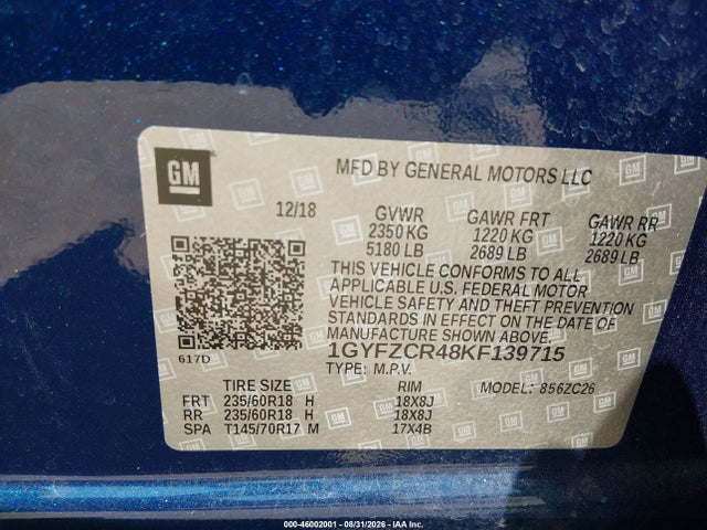 Продаж на аукціоні авто 2019 Cadillac Xt4 Premium Luxury, vin: 1GYFZCR48KF139715, номер лоту: 46002001
