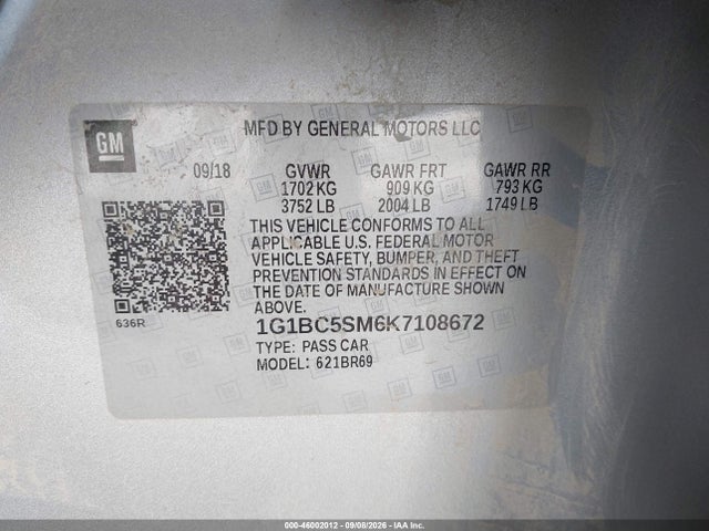 1G1BC5SM6K7108672 Chevrolet CRUZE LS