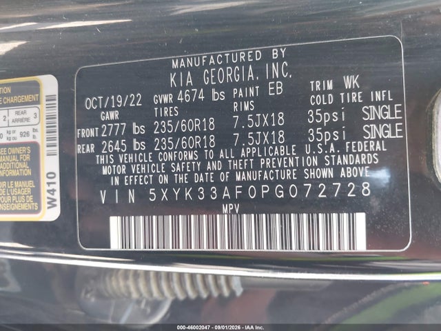 Aukcja sprzedaży 2023 Kia Sportage Ex, vin: 5XYK33AF0PG072728, numer aukcji: 46002047