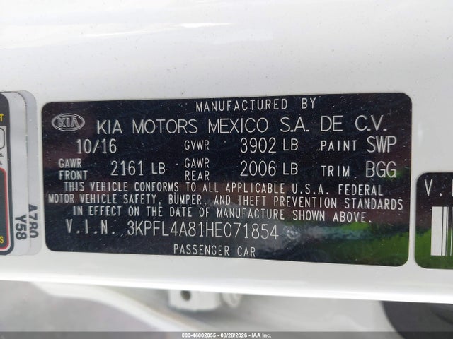KIA FORTE EX 2017 3KPFL4A81HE071854 Image 9
