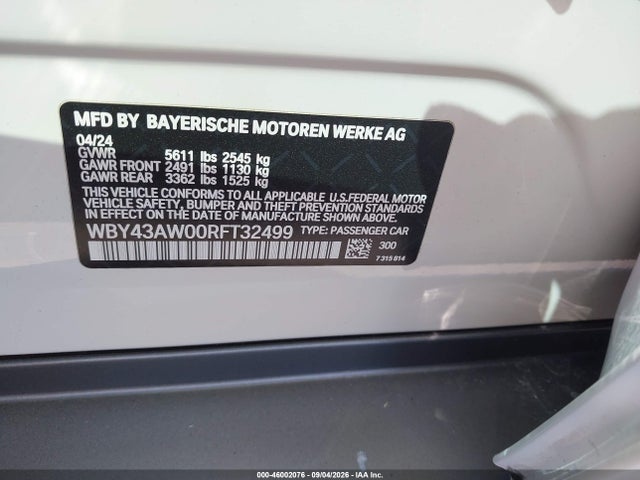 WBY43AW00RFT32499 BMW I4 Gran Coupe Edrive35