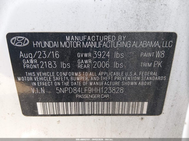 Продаж на аукціоні авто 2017 Hyundai Elantra Se, vin: 5NPD84LF9HH123828, номер лоту: 46002101