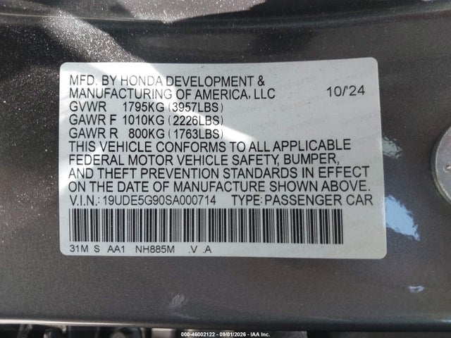 Продажа на аукционе авто 2025 Acura Integra Type S, vin: 19UDE5G90SA000714, номер лота: 46002122