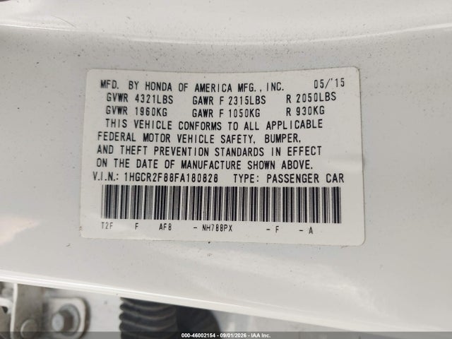 Honda Accord Ex-l 2015 1HGCR2F88FA180828 Image 9