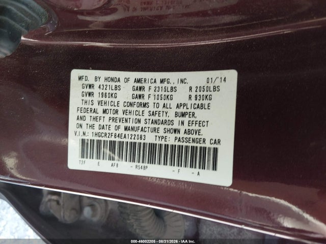 Honda Accord Ex-l 2014 1HGCR2F84EA122083 Image 9