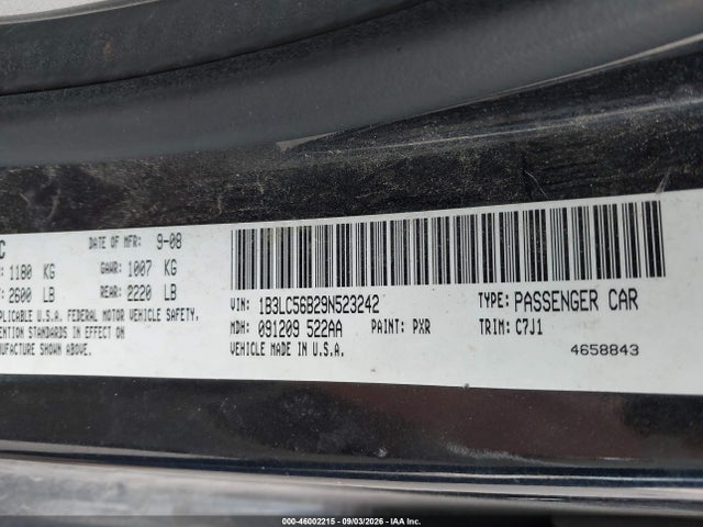 Продаж на аукціоні авто 2009 Dodge Avenger Sxt, vin: 1B3LC56B29N523242, номер лоту: 46002215