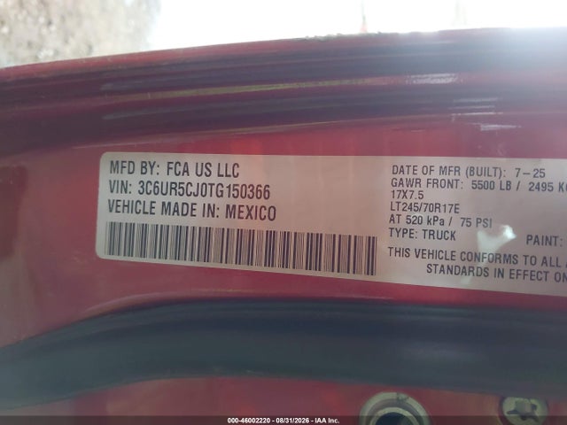 3C6UR5CJ0TG150366 RAM 2500 Tradesman 4x4 6&#039;4 Box