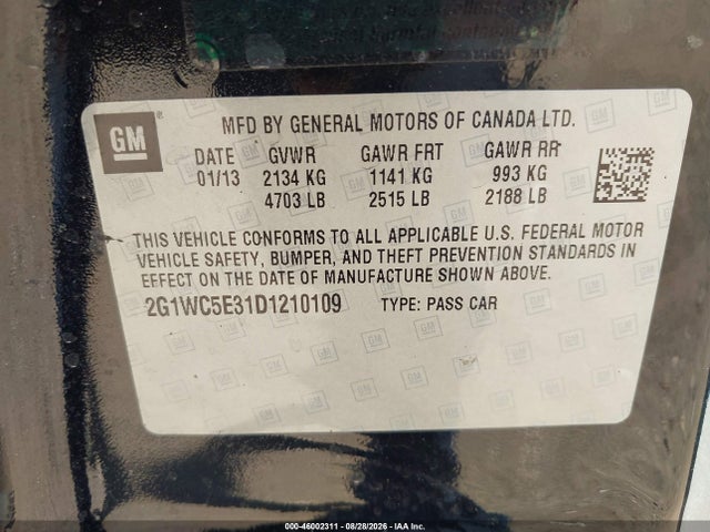 46002311 :رقم المزاد ، 2G1WC5E31D1210109 vin ، 2013 Chevrolet Impala Ltz مزاد بيع