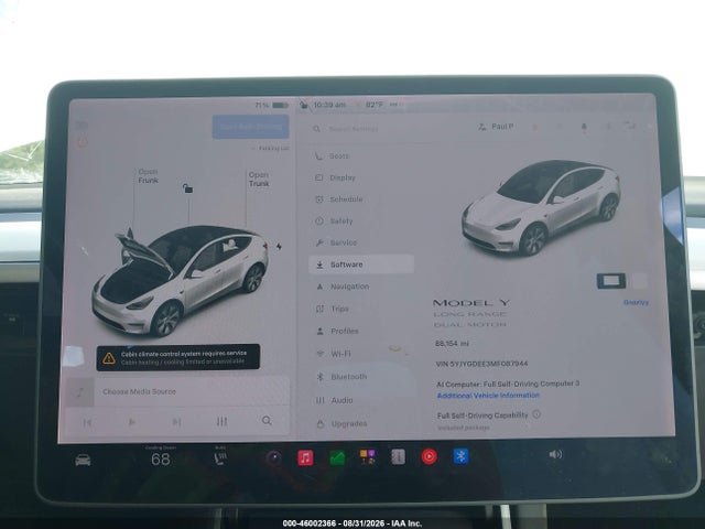 Aukcja sprzedaży 2021 Tesla Model Y Long Range Dual Motor All-wheel Drive, vin: 5YJYGDEE3MF087944, numer aukcji: 46002366