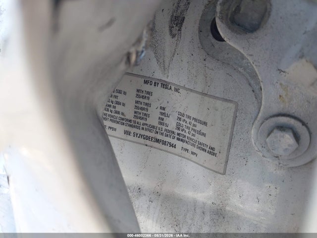 Aukcja sprzedaży 2021 Tesla Model Y Long Range Dual Motor All-wheel Drive, vin: 5YJYGDEE3MF087944, numer aukcji: 46002366