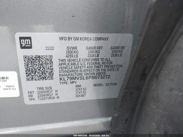 Продаж на аукціоні авто 2023 Chevrolet Trailblazer Fwd Activ, vin: KL79MVSL6PB073272, номер лоту: 46002388