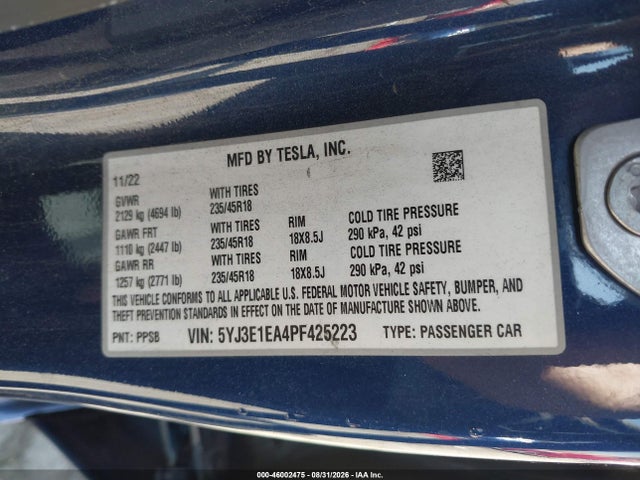 Tesla Model 3 Rear-wheel Drive 2023 5YJ3E1EA4PF425223 Image 9
