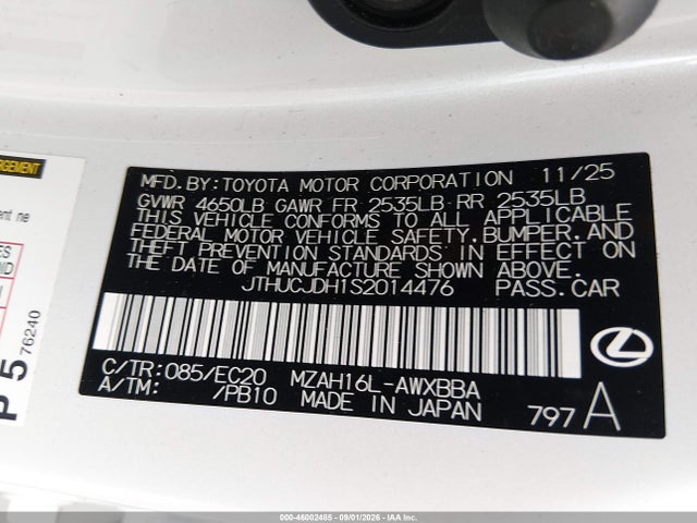 Продажа на аукционе авто 2025 Lexus Ux 300h Premium, vin: JTHUCJDH1S2014476, номер лота: 46002485