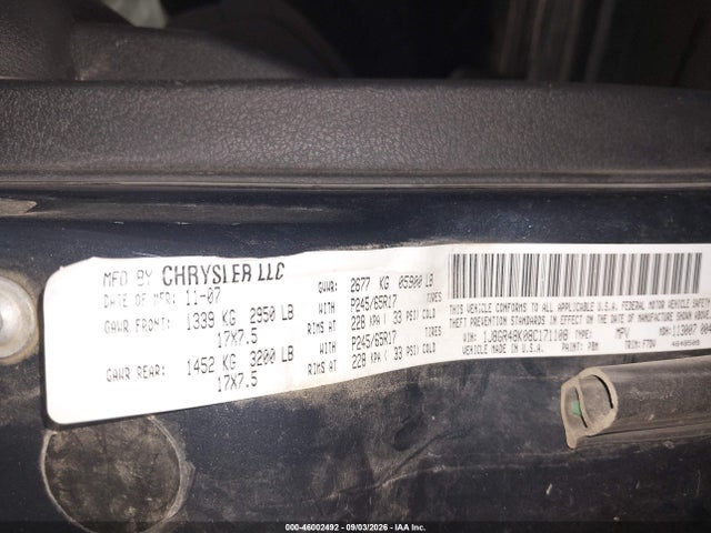 Aukcja sprzedaży 2008 Jeep Grand Cherokee Laredo, vin: 1J8GR48K08C171108, numer aukcji: 46002492