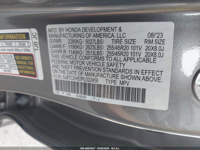 Продажа на аукционе авто 2023 Acura Rdx A-spec Advance Package, vin: 5J8TC2H82PL022456, номер лота: 46002547