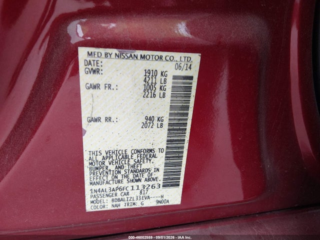 Продаж на аукціоні авто 2015 Nissan Altima 2.5 Sv, vin: 1N4AL3AP6FC113263, номер лоту: 46002559
