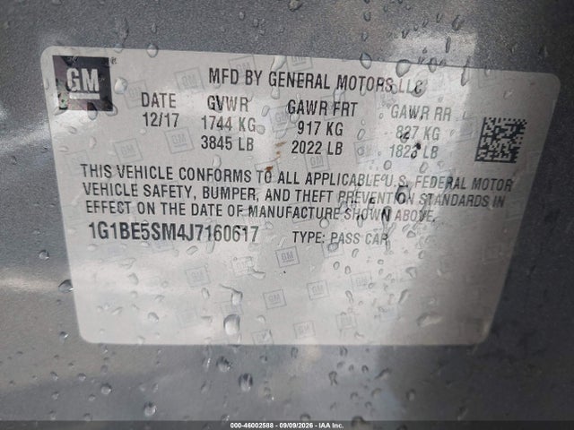 46002588 :رقم المزاد ، 1G1BE5SM4J7160617 vin ، 2018 Chevrolet Cruze Lt Auto مزاد بيع